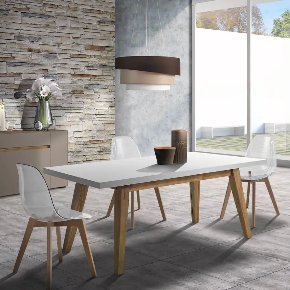 Tavolo da Pranzo Allungabile Fino a 315 cm in Mdf e Legno Massello - Paolo Viadurini