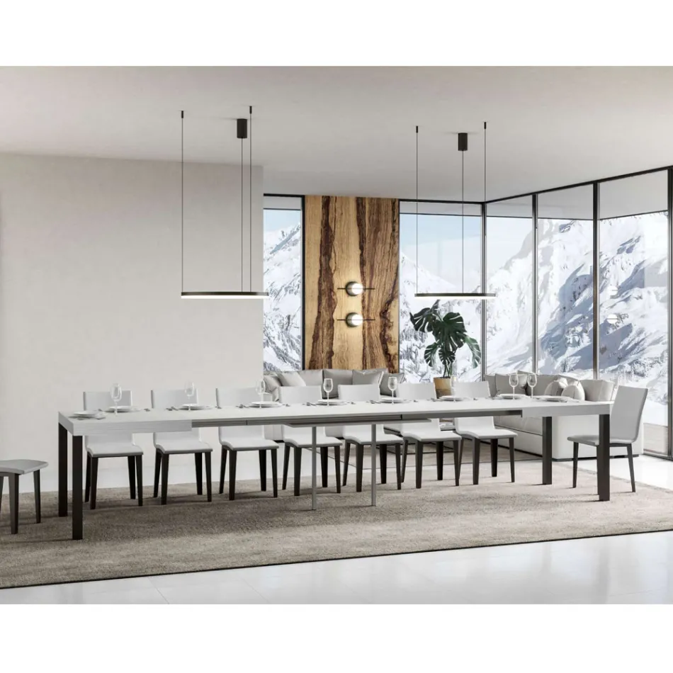 Tavolo da Pranzo Allungabile Fino a 440 cm in Legno e Ferro Made in Italy - Foxy Viadurini