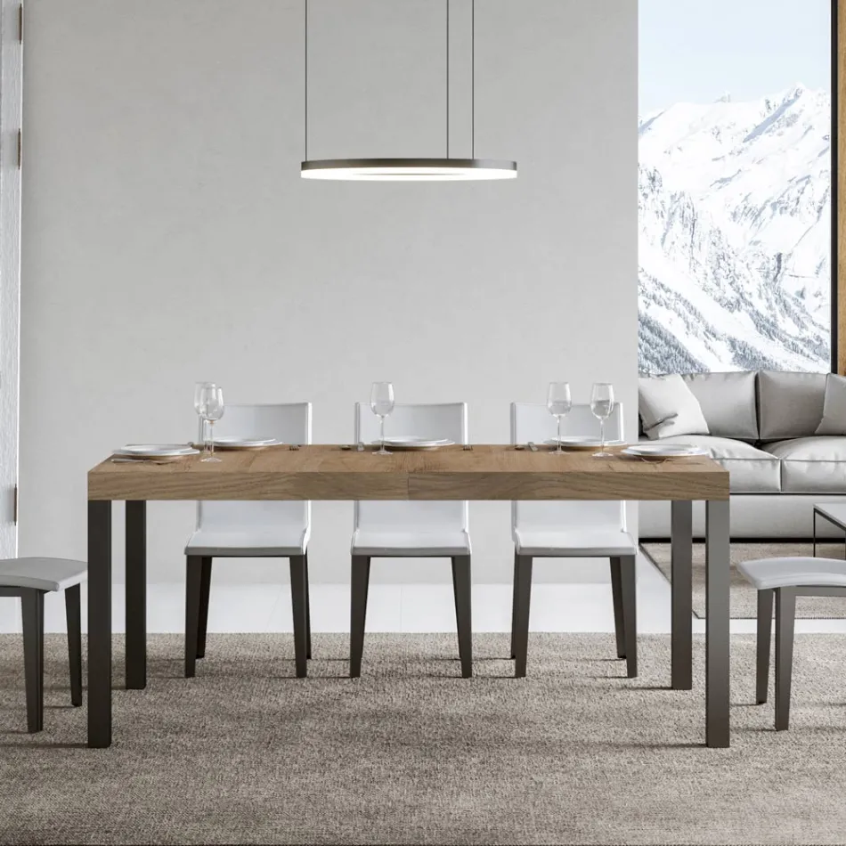 Tavolo da Pranzo Allungabile Fino a 440 cm in Legno e Ferro Made in Italy - Foxy Viadurini