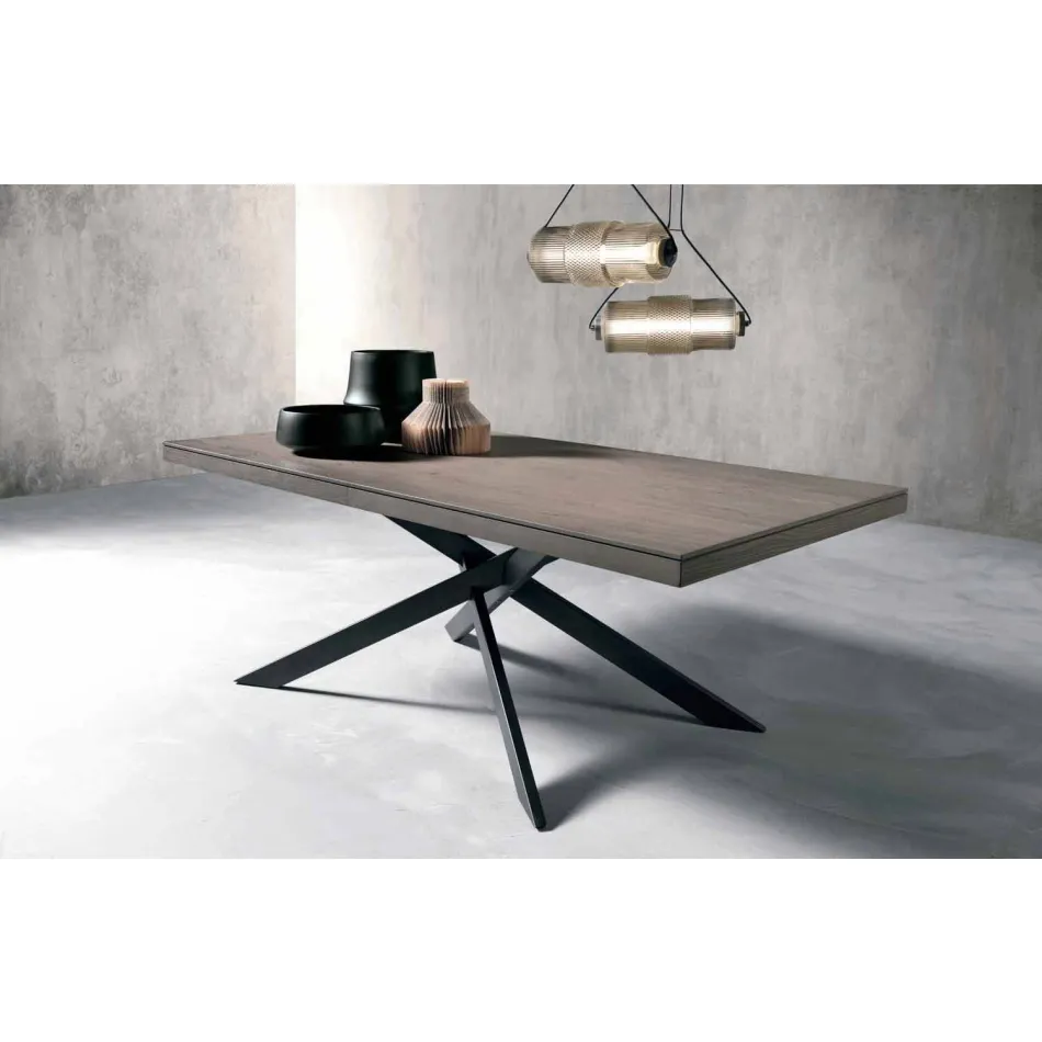 Tavolo da pranzo allungabile in legno rovere L315cm made Italy Oncino Viadurini