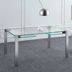 Tavolo da Pranzo Allungabile in Vetro Extrachiaro e Metallo Made in Italy – Sopot Viadurini