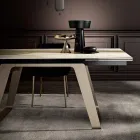 Tavolo da Pranzo Allungabile in Vetroceramica e Metallo Made in Italy - Ania Viadurini