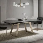 Tavolo da Pranzo Allungabile in Vetroceramica e Metallo Made in Italy - Ania Viadurini