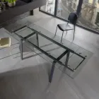 Tavolo da pranzo allungabile moderno in vetro, L140/200x P80 cm, Nardo Viadurini