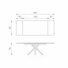 Tavolo da pranzo allungabile vetro-ceramica, l.160/240xp.90 cm, Bacco Viadurini