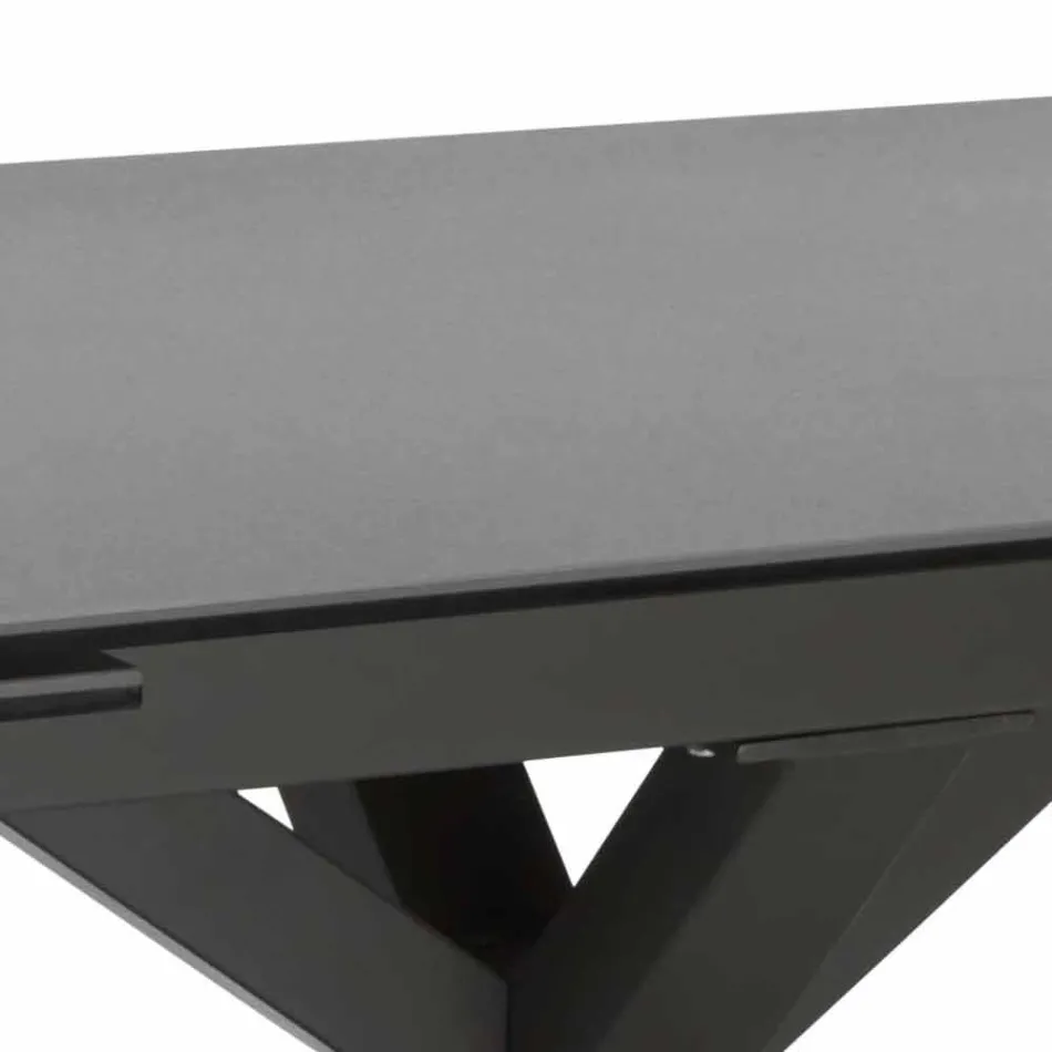 Tavolo da pranzo allungabile vetro-ceramica, l.160/240xp.90 cm, Bacco Viadurini