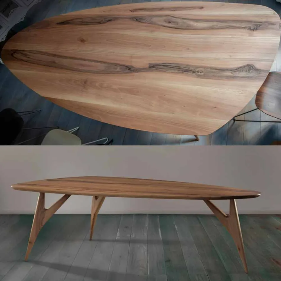 Tavolo da Pranzo Artigianale in Legno Massello di Noce Made in Italy - Nocino Viadurini
