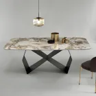 Tavolo da Pranzo con Piano in Ceramica Effetto Marmo Made in Italy - Mirco Viadurini