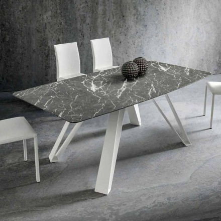 Tavolo da Pranzo con Piano in Hpl e Base in Metallo Made in Italy - Aresto Viadurini