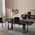 Tavolo da Pranzo con Piano in Vetro Fumè e Base Metallo 4 Dimensioni - Speck