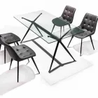 Tavolo da pranzo con piano in vetro temperato trasparente - Thor Viadurini