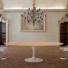 Tavolo da Pranzo con Piano Ovale Impiallacciato Made in Italy Pregiato - Dollars Viadurini