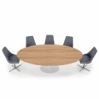 Tavolo da Pranzo con Piano Ovale in Laminato HPL Made in Italy - Dollars Viadurini