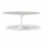 Tavolo da Pranzo con Piano Ovale in Marmo Realizzato in Italia - Superbo Viadurini