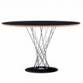 Tavolo da Pranzo con Piano Rotondo in Laminato Nero Made in Italy - Plaza