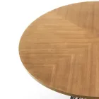 Tavolo da Pranzo con Piano Rotondo in Mdf Impiallacciato Rovere - Emmanuel Viadurini