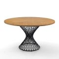 Tavolo da Pranzo con Piano Rotondo in Mdf Impiallacciato Rovere - Emmanuel