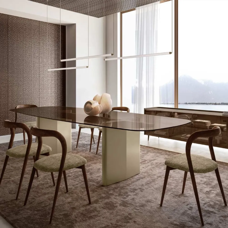 Tavolo da Pranzo da 320 cm in Vetro e Metallo di Design Made in Italy - Opalia Viadurini