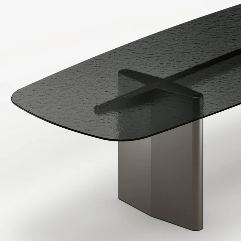 Tavolo da Pranzo da 320 cm in Vetro e Metallo di Design Made in Italy - Opalia Viadurini