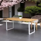 Tavolo da Pranzo da Esterno con Piano in Teak Naturale Spazzolato - Mistral Viadurini