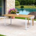 Tavolo da Pranzo da Esterno con Piano in Teak Naturale Spazzolato - Mistral