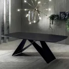 Tavolo da Pranzo di Design in Ceramica Effetto Portoro e Metallo Opaco - Falcon Viadurini