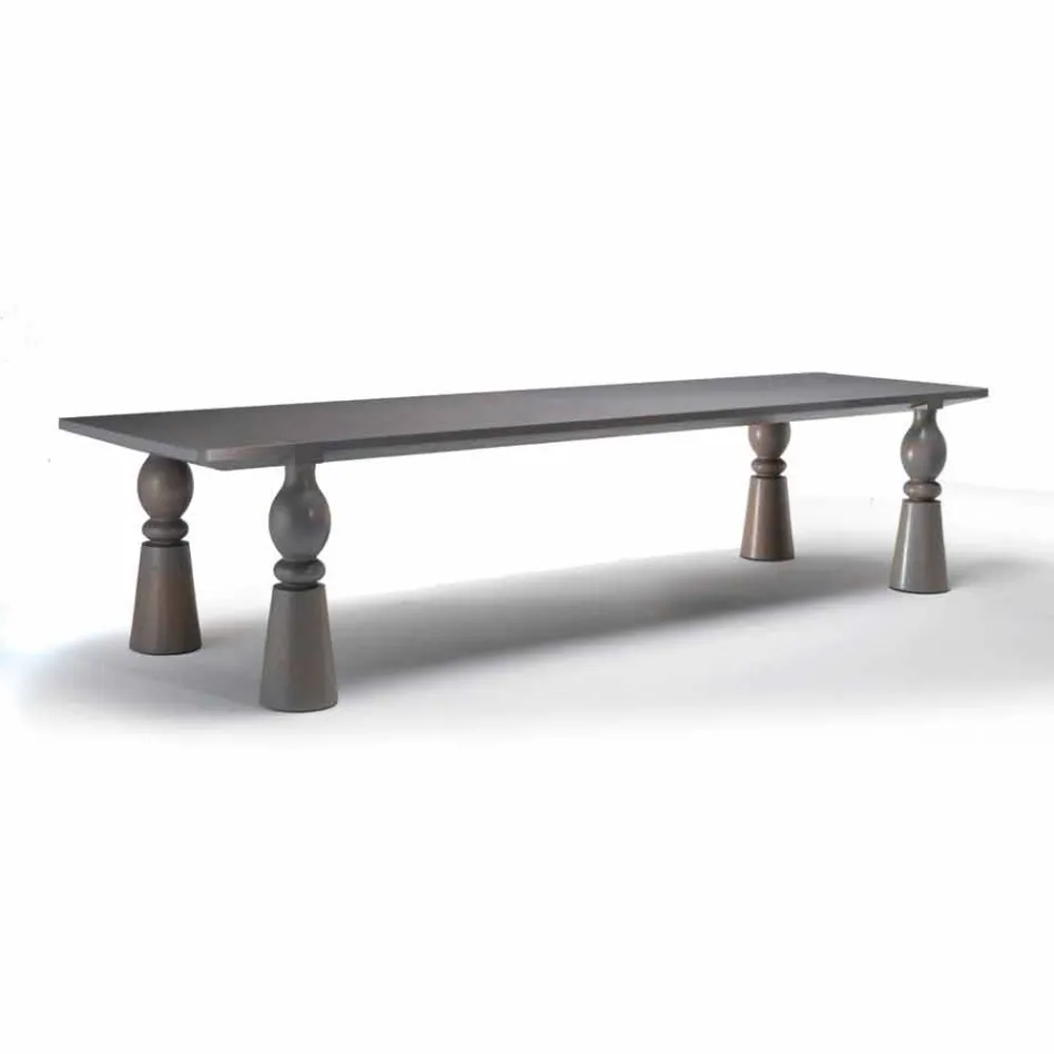 Tavolo da pranzo di design in legno rovere grigio, made in Italy,Teseo Viadurini