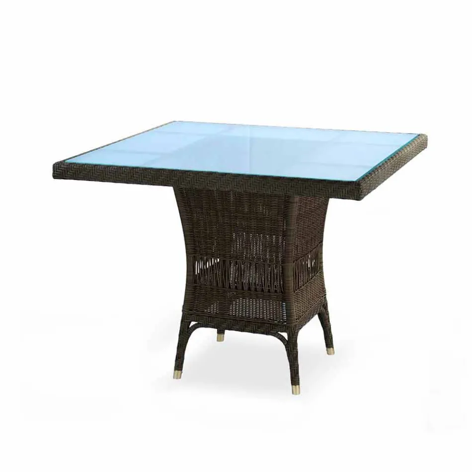 Tavolo da pranzo di design in polietilene intrecciato a mano Chad Viadurini