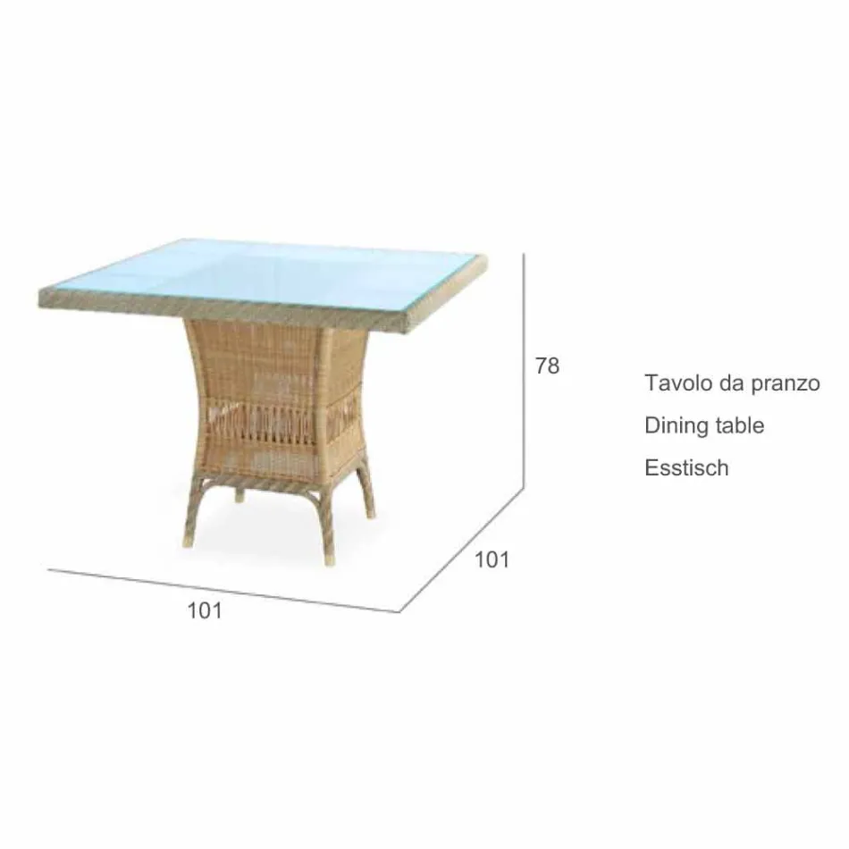 Tavolo da pranzo di design in polietilene intrecciato a mano Chad Viadurini