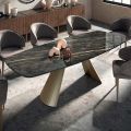 Tavolo da Pranzo Fisso con Piano a Botte in Ceramica Made in Italy - Occhiali