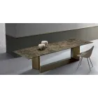 Tavolo da Pranzo in Ceramica Emperador e Metallo Bronzo Made in Italy – Moro Viadurini