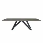 Tavolo da Pranzo in Fenix Grigio e Acciaio Laccato Made in Italy - Settimmio Viadurini