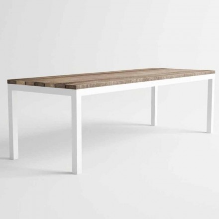 Tavolo da Pranzo in Legno e Alluminio da Esterno di Design Moderno - Gange Viadurini