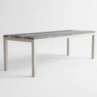 Tavolo da Pranzo in Legno e Alluminio da Esterno di Design Moderno - Gange Viadurini