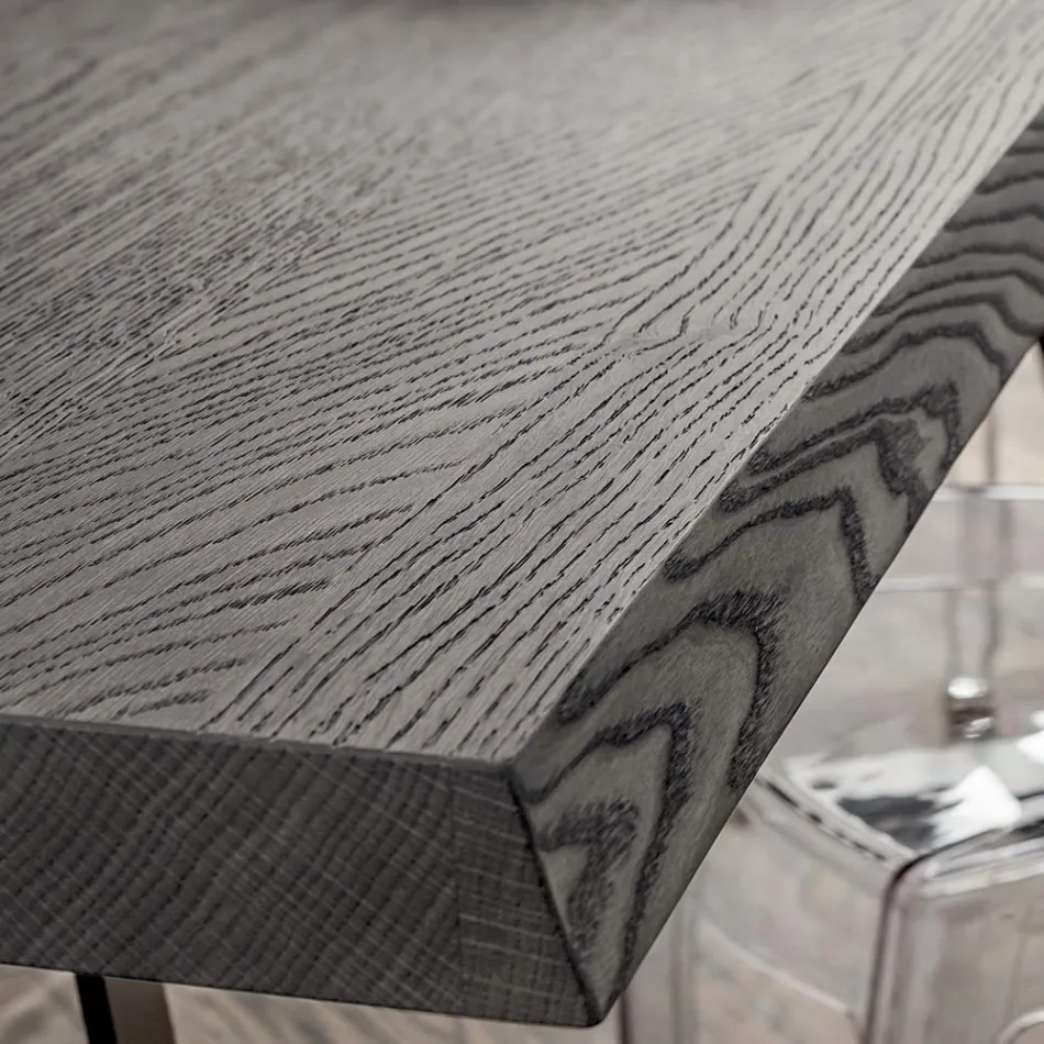 Tavolo da Pranzo in Legno e Alluminio Made in Italy, Pregiato - Lingotto Viadurini