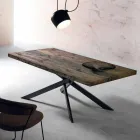 Tavolo da pranzo in legno massello moderno fatto in Italia Oncino Viadurini