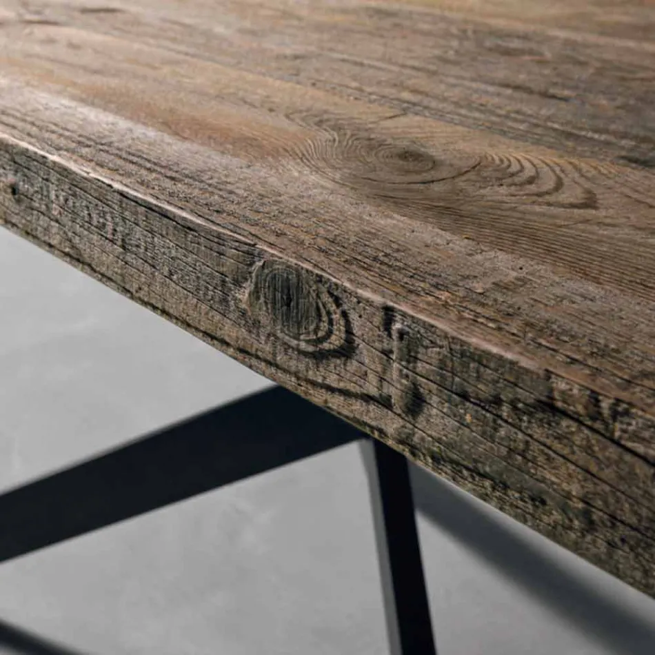 Tavolo da pranzo in legno massello moderno fatto in Italia Oncino Viadurini