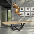 Tavolo da Pranzo in Legno Rovere e Metallo Color Grigio Ferro Made in Italy - Patty