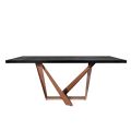 Tavolo da Pranzo in Legno Rovere e Metallo Color Rame Nuvolato Made in Italy - Patty