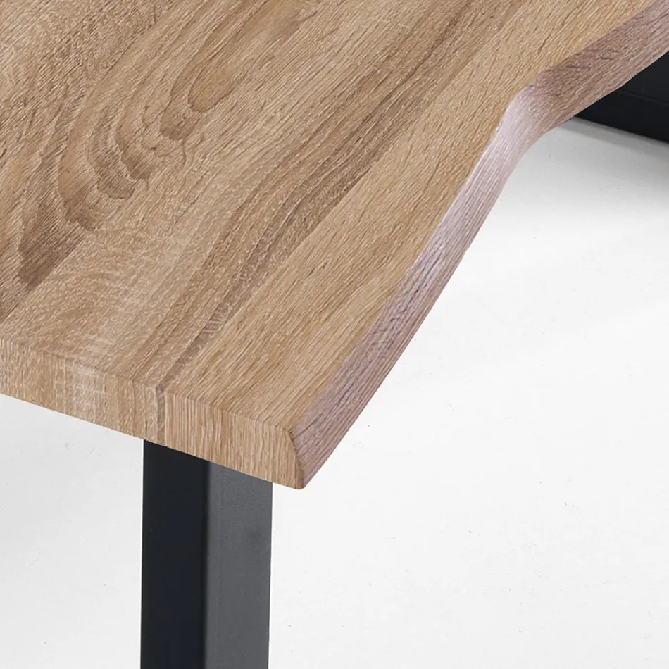 Tavolo da Pranzo in Mdf con Gambe in Acciaio Verniciato Nero - Ghepardo Viadurini