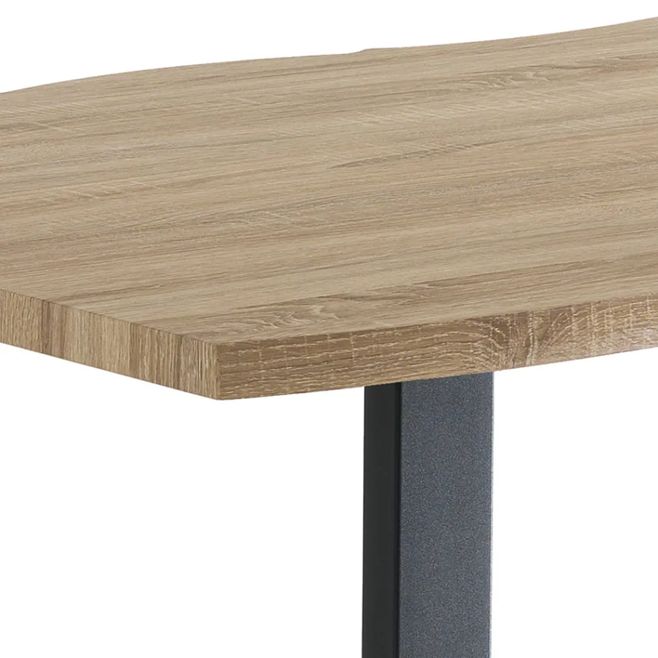 Tavolo da Pranzo in Mdf con Gambe in Acciaio Verniciato Nero - Ghepardo Viadurini