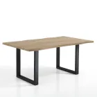 Tavolo da Pranzo in Mdf con Gambe in Acciaio Verniciato Nero - Ghepardo Viadurini