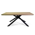 Tavolo da Pranzo in MDF Effetto Legno e Base in Metallo Nero - Tramonto Viadurini