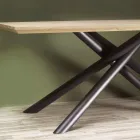 Tavolo da Pranzo in MDF Effetto Legno e Base in Metallo Nero - Tramonto Viadurini