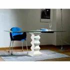 Tavolo da pranzo in pietra e cristallo dal design moderno Bacco Viadurini