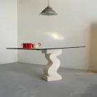 Tavolo da pranzo in pietra e cristallo di design moderno Anteros Viadurini