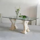 Tavolo da pranzo in pietra e cristallo di design moderno Medusa Viadurini
