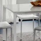 Tavolo da Pranzo in Vetro Bianco e Metallo Verniciato Made in Italy - Spilla Viadurini