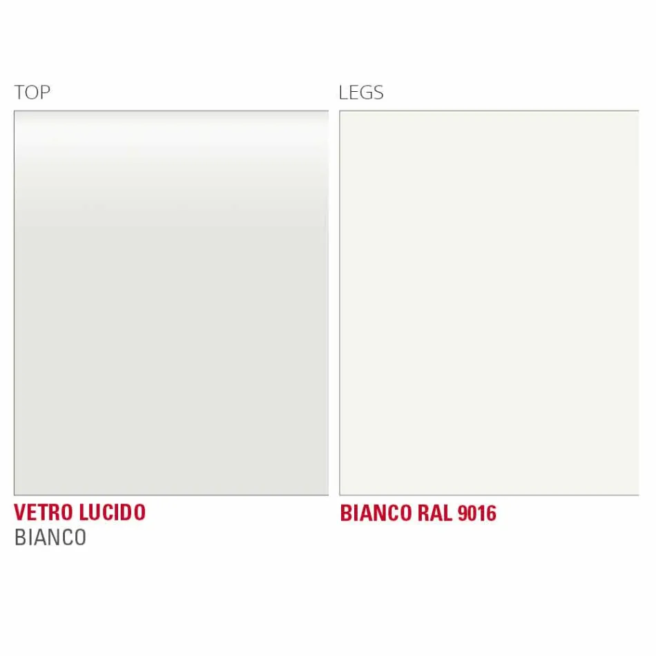 Tavolo da Pranzo in Vetro Bianco e Metallo Verniciato Made in Italy - Spilla Viadurini