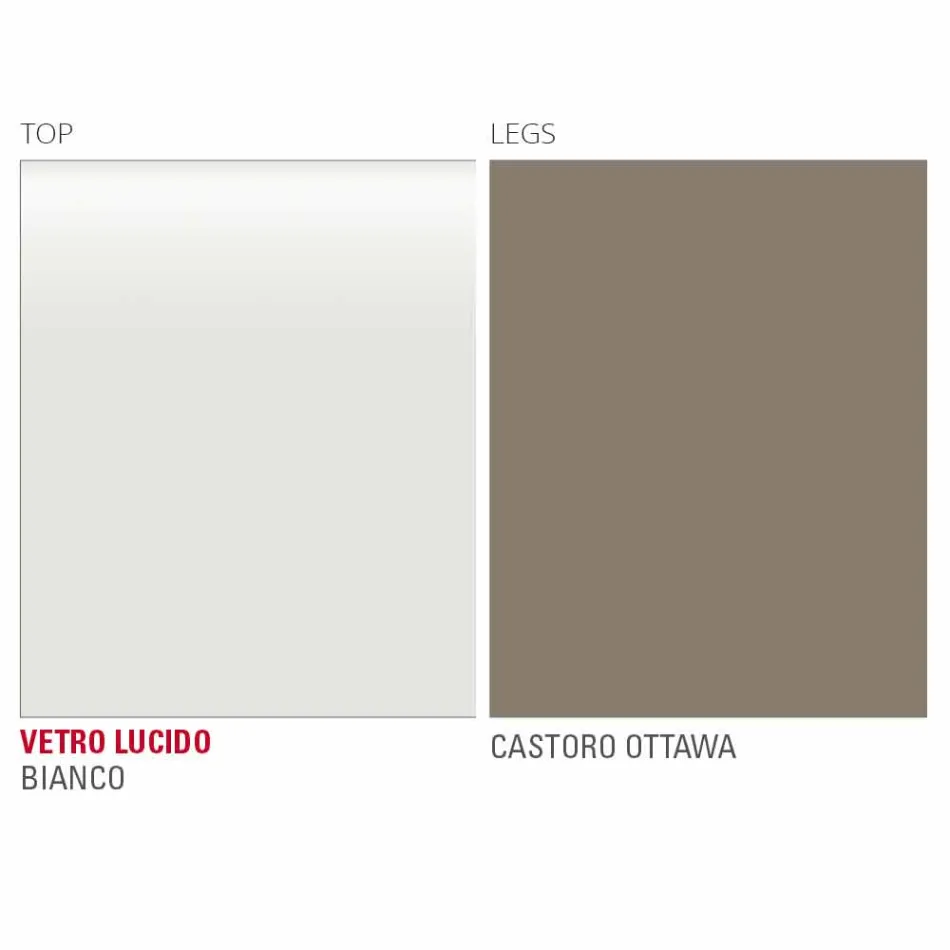 Tavolo da Pranzo in Vetro Bianco e Metallo Verniciato Made in Italy - Spilla Viadurini